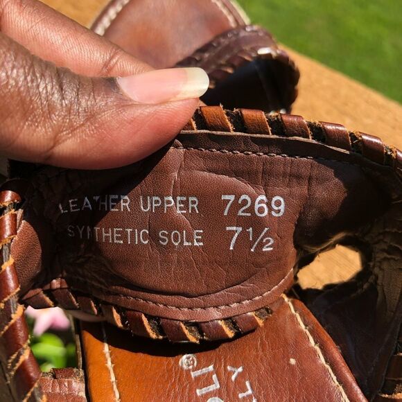 Mila Paoli brown leather wedge sandals size 6 - Picture 11 of 12